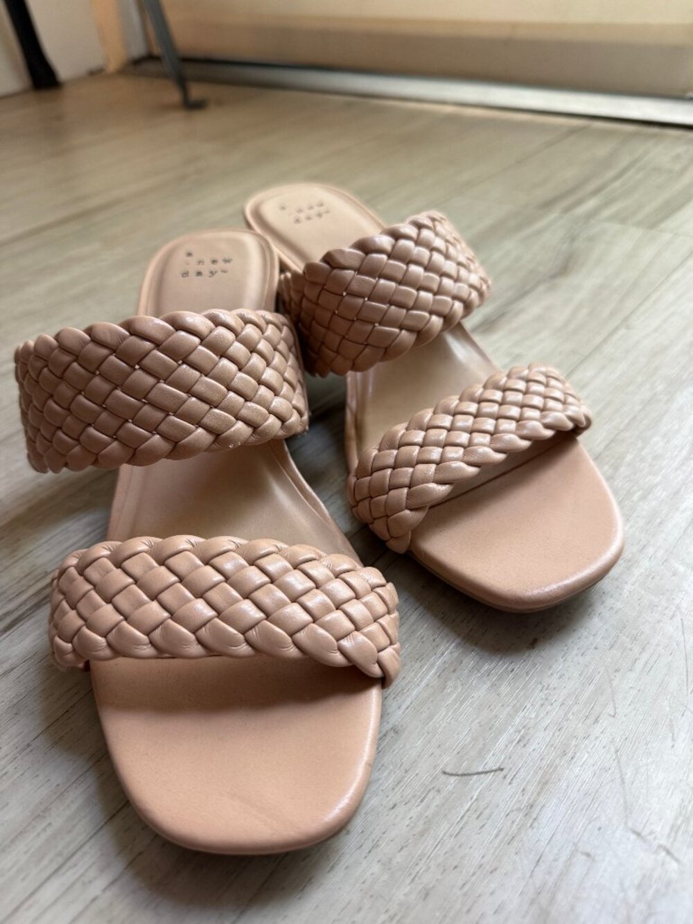 Tan woven heels